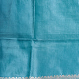 Peacock Teal Banarasi Silk Saree With Silver Zari Floral Vine And Multicolor Pallu