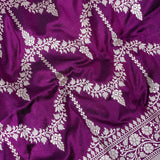 Purple Banarasi Silk Saree With Diamond Trellis Zari Weave