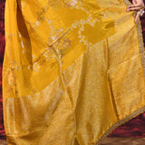 Turmeric Yellow Floral Jaal Banarasi Silk Saree