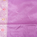 Lavender Banarasi Silk Saree With Silver Zari Booti Body And Floral Contrast Border