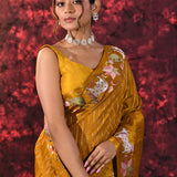 Jewel Golden Yellow Tissue Silk Saree