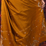 Earthy Mustard Embroidered Tussar Silk Saree