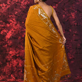 Earthy Mustard Embroidered Tussar Silk Saree