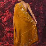 Burnt Yellow Tussar Embroidered Saree