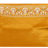 Dark Yellow Floral Embroidered Silk Blend Saree
