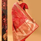 Crimson Floral Banarasi Silk Saree