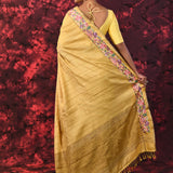 Golden Beige Embroidered Tussar Saree
