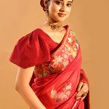 Crimson Red Meenakari Border Banarasi Silk Saree