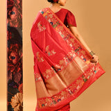 Crimson Red Meenakari Border Banarasi Silk Saree