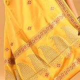 Golden Yellow Floral Meenakari Banarasi Silk Saree
