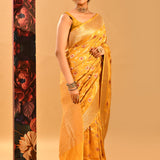 Golden Yellow With Butti & Gold Zari Border Banarasi Silk Saree