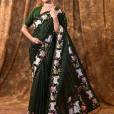Dark Green Embroidered Tissue Silk Saree