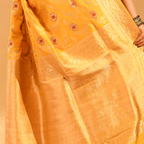 Golden Yellow With Butti & Gold Zari Border Banarasi Silk Saree