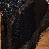 Black Floral Silk Blend Saree
