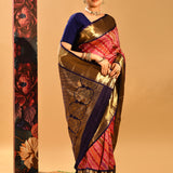 Blush Pink Striped Banarasi Silk Saree
