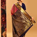 Blush Pink Striped Banarasi Silk Saree