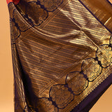 Blush Pink Striped Banarasi Silk Saree