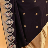 Dark Midnight Blue Banarasi Saree With Butti