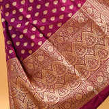 Deep Purple With Golden Butti In Banarasi Silk Saree