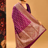 Deep Purple With Golden Butti In Banarasi Silk Saree