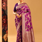 Royal Purple Floral Meenakari Banarasi Saree