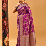 Royal Purple Floral Meenakari Banarasi Saree
