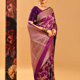 Royal Purple Floral Meenakari Banarasi Saree