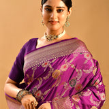 Royal Purple Floral Meenakari Banarasi Saree