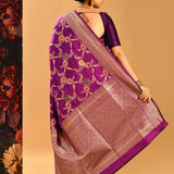 Royal Purple Floral Meenakari Banarasi Saree