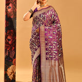 Royal Purple Figurative Meenakari Banarasi Silk Saree