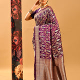 Royal Purple Figurative Meenakari Banarasi Silk Saree