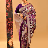 Royal Purple Figurative Meenakari Banarasi Silk Saree