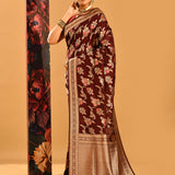 Coffee Brown Meenakari Floral Jaal Banarasi Silk Saree