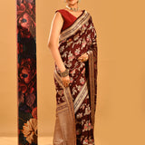 Coffee Brown Meenakari Floral Jaal Banarasi Silk Saree