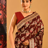 Coffee Brown Meenakari Floral Jaal Banarasi Silk Saree