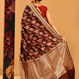 Coffee Brown Meenakari Floral Jaal Banarasi Silk Saree