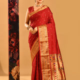 Brick Red Traditional Pathani Silk Saree