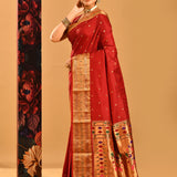 Brick Red Traditional Pathani Silk Saree