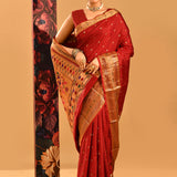Brick Red Traditional Pathani Silk Saree