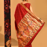 Brick Red Traditional Pathani Silk Saree