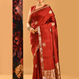 Maroon Gold Butta Banarasi Silk Saree