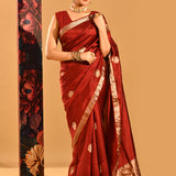 Maroon Gold Butta Banarasi Silk Saree