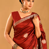 Maroon Gold Butta Banarasi Silk Saree