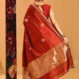 Maroon Gold Butta Banarasi Silk Saree