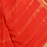 Vermilion Red Plain Saree With Highlighted Border In Banarasi Silk Saree