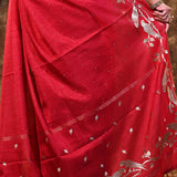 Deep Pink Embroidered Tussar Silk Saree