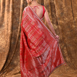 Rich Red Floral Banarasi Silk Saree
