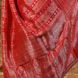 Rich Red Floral Banarasi Silk Saree