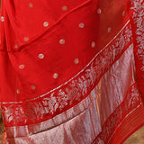 Crimson Red Buttis Woven Banarasi Silk Saree