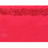 Classic Red Embroidered Satin Silk Saree